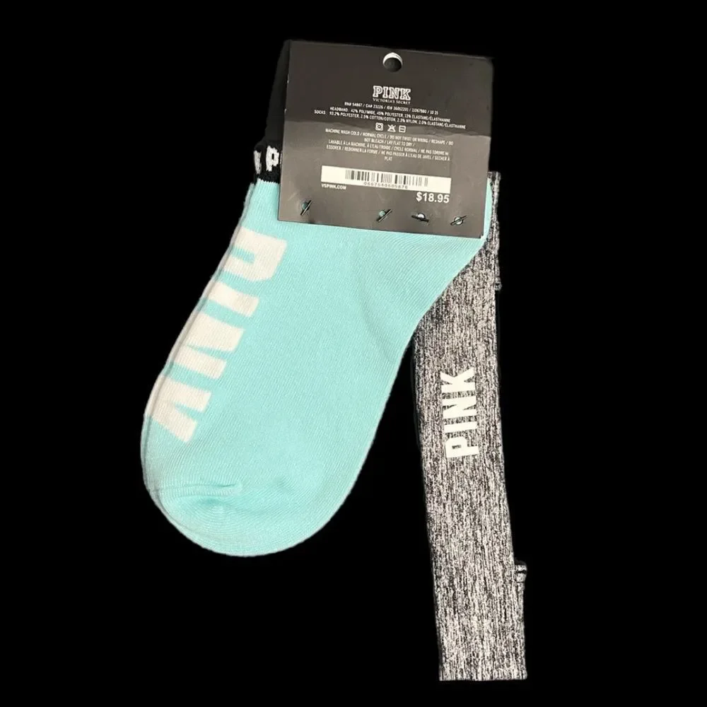 Victoria's Secret PINK No Show socks One Size & headband gift set